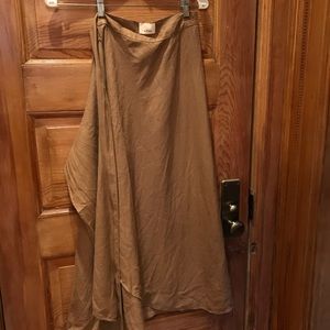 Linen taupe wrap skirt